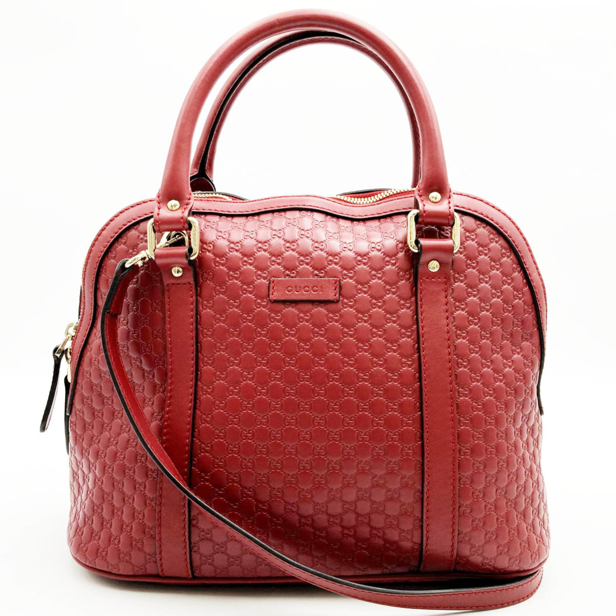 GUCCI 449663 Handbag Shoulder Bag 2Way Micro Gucci Leather Red Ladies