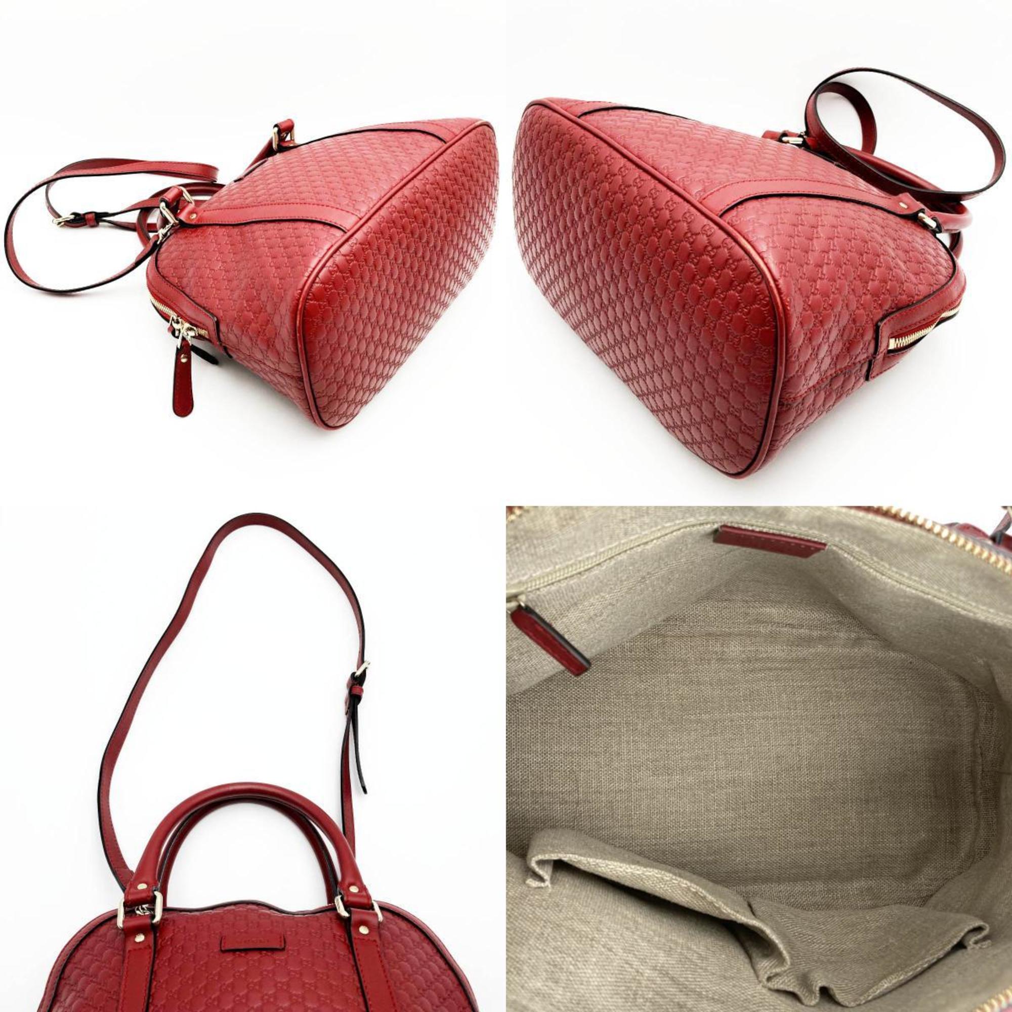 GUCCI 449663 Handbag Shoulder Bag 2Way Micro Gucci Leather Red Ladies