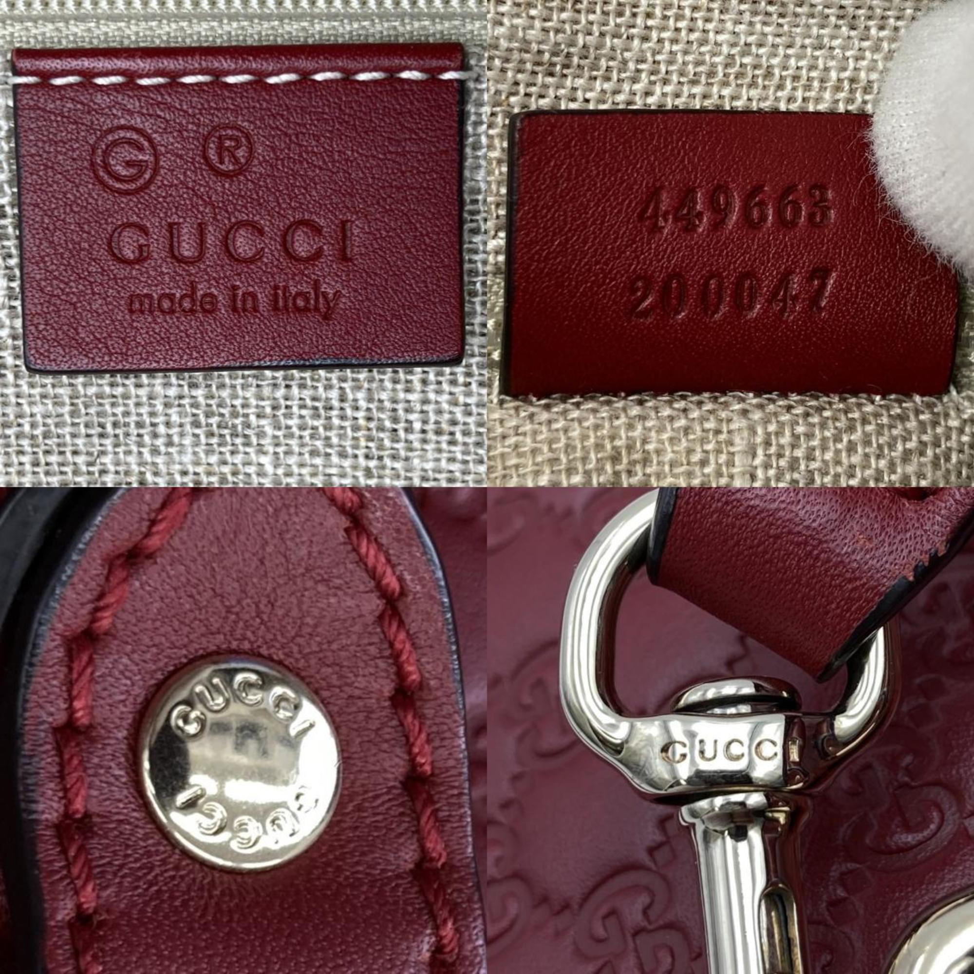 GUCCI 449663 Handbag Shoulder Bag 2Way Micro Gucci Leather Red Ladies