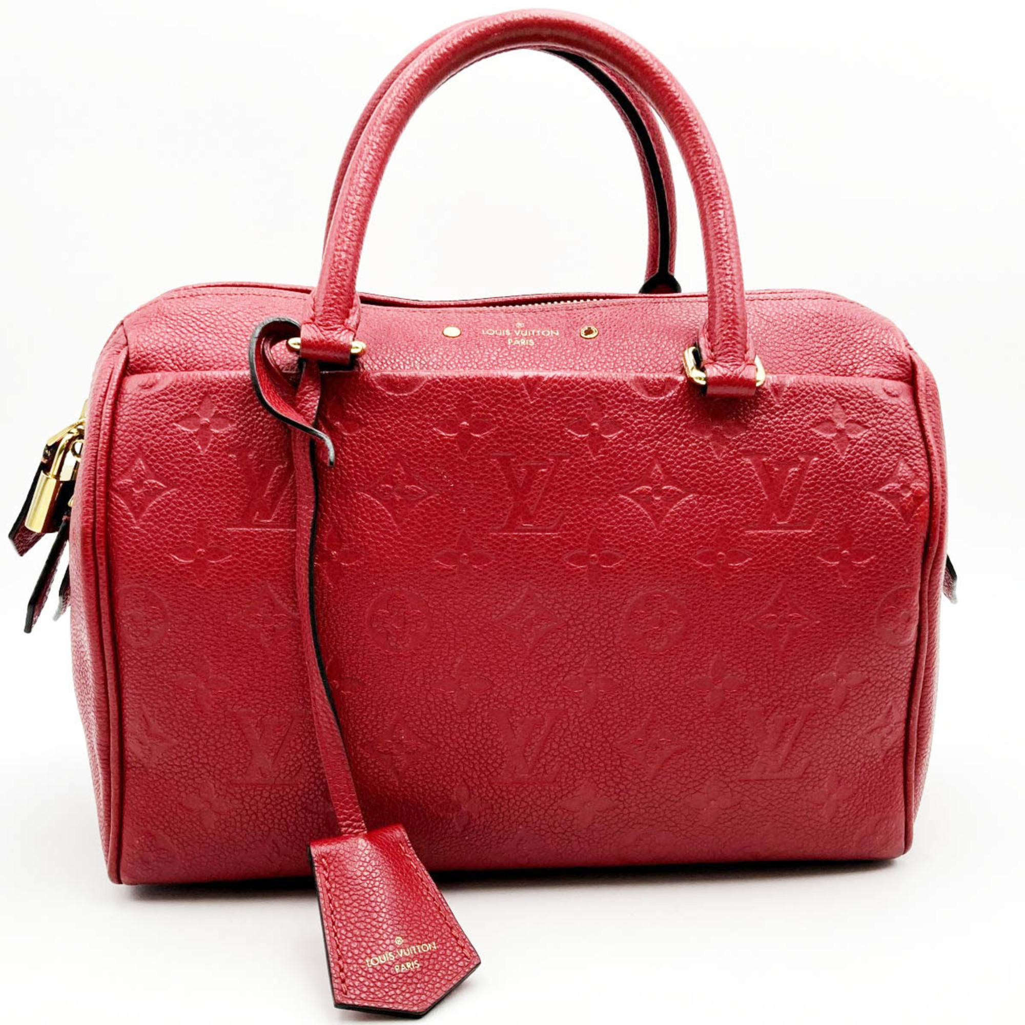 LOUIS VUITTON Speedy Bandouliere 25 Monogram Empreinte Handbag Boston Bag Red Leather Ladies M44145 USED