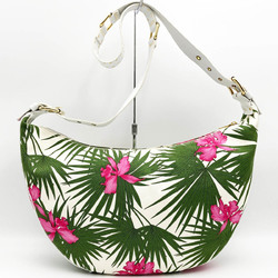 CELINE Shoulder Bag Hobo Crossbody Floral Pattern All Over Flower White Canvas Leather Ladies CE00/34 USED