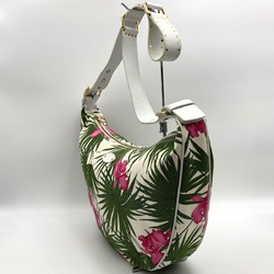 CELINE Shoulder Bag Hobo Crossbody Floral Pattern All Over Flower White Canvas Leather Ladies CE00/34 USED
