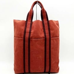 HERMES Hermes Tote Bag Handbag Fool Toe Cabas Vertical Cotton Canvas Red Ladies