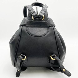 Christian Dior Backpack Daypack CD Logo Black Leather Women's Fashion USED