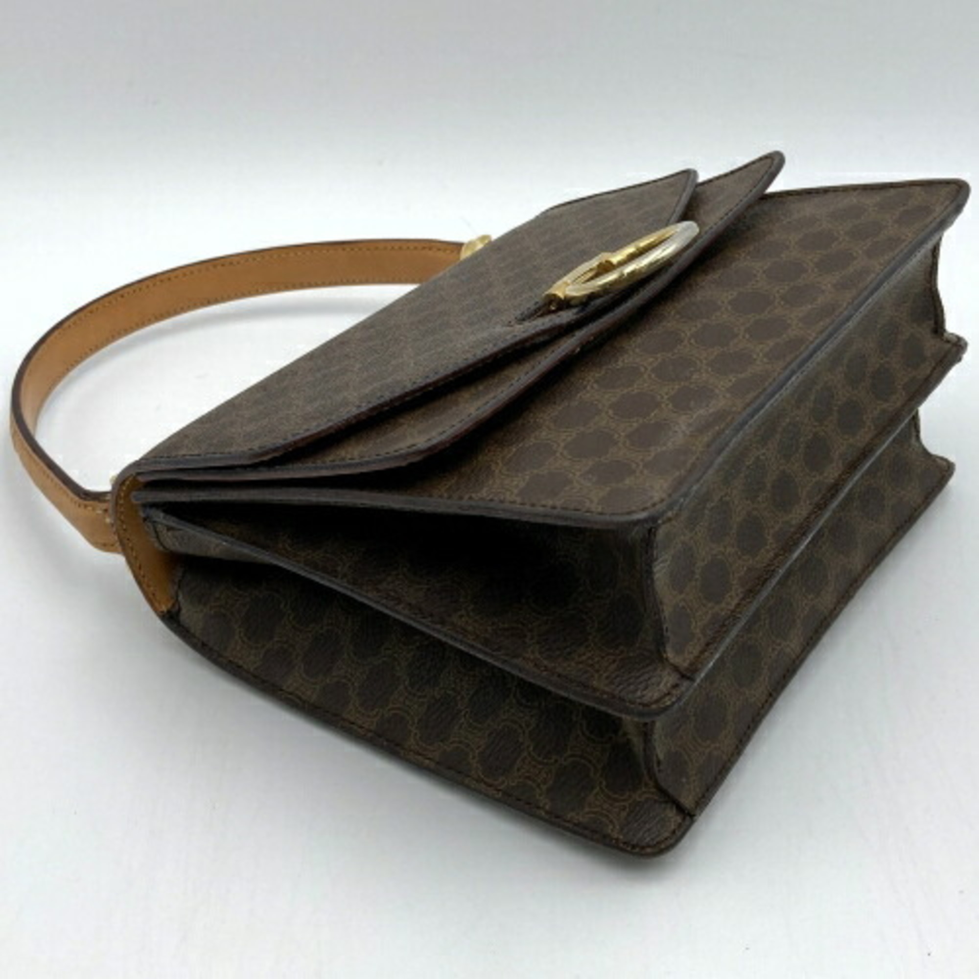 CELINE Macadam handbag handheld bag brown ladies fashion PVC F 01 USED