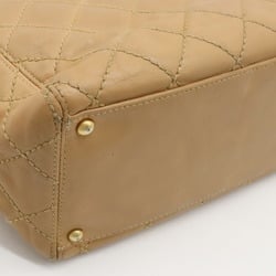 CHANEL Wild Stitch Coco Mark Tote Bag Shoulder Leather Beige