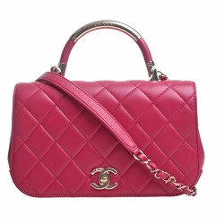 CHANEL Lambskin Matelasse Coco Mark Chain Shoulder Bag Pink Women's