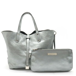 TIFFANY&Co. Tiffany Reversible Tote Bag Handbag Metallic Leather Suede Silver Gray