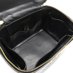 CHANEL Matelasse Handbag Vanity Bag Shoulder Enamel Patent Leather Black