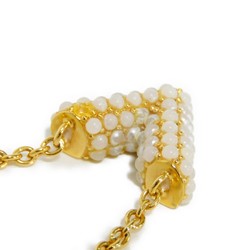 LOUIS VUITTON Necklace Collier Essential V LV Circle White Gold Chain Logo Perle M68358