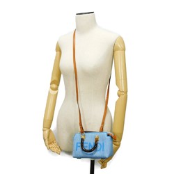 FENDI Handbag By the Way Mini Denim 2WAY Shoulder Bag Logo Light Blue 8BS067 AJR2 F1LB6 Women's