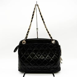 CHANEL Chanel Matelasse Semi Shoulder Bag Chain Vintage Coco Lambskin Black Ladies