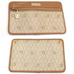 Christian Dior Honeycomb Pattern Shoulder Bag PVC Coated Canvas Beige Ladies Vintage