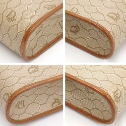 Christian Dior Honeycomb Pattern Shoulder Bag PVC Coated Canvas Beige Ladies Vintage
