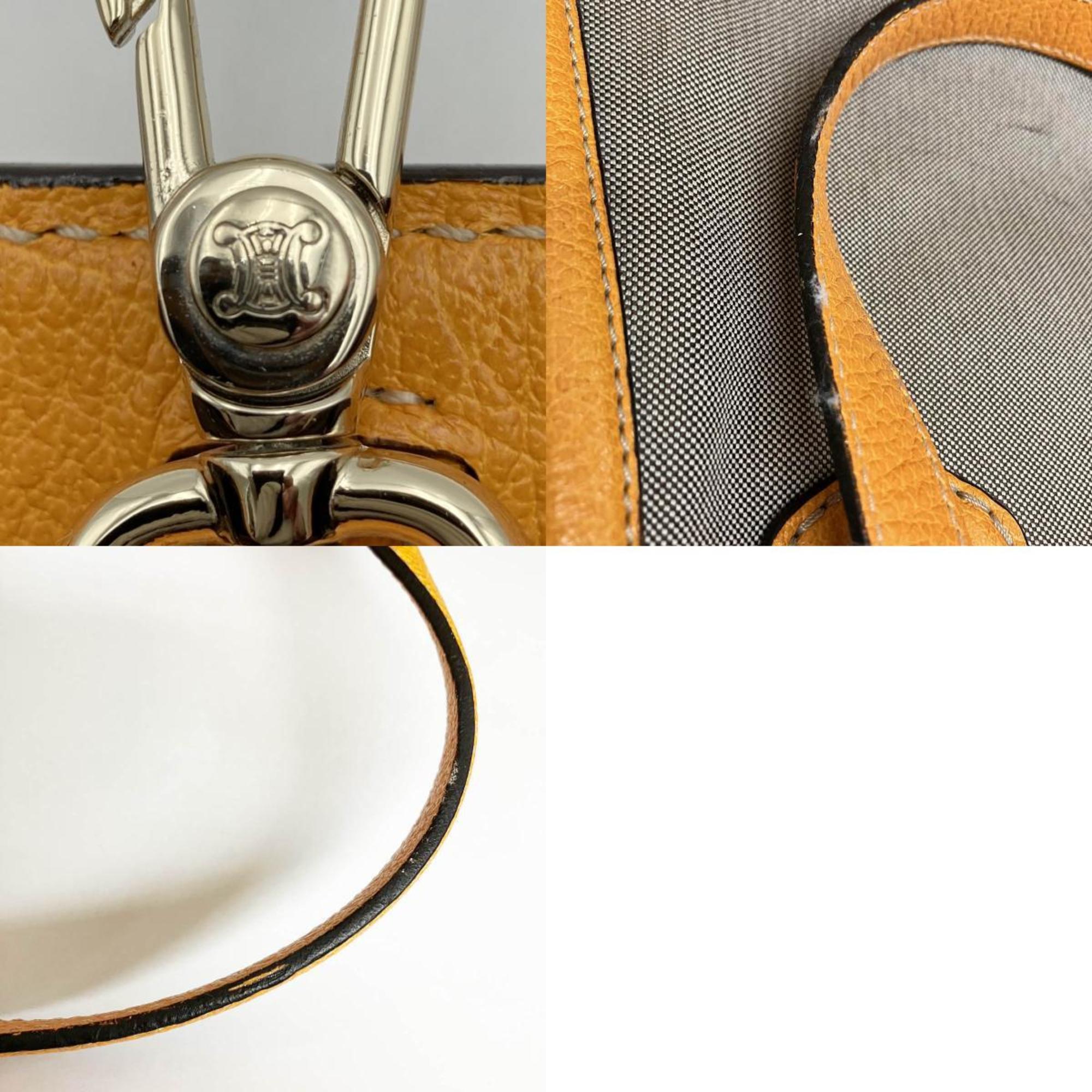 CELINE Celine Tote Bag Carriage Pattern Shoulder Gray Orange Canvas Ladies Fashion SC-ST-0097 USED