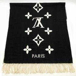 LOUIS VUITTON Muffler Escharpe Reykjavik Stole Monogram Black Cashmere Ladies Men's Fashion M71040 USED