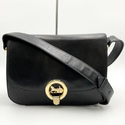 CELINE Carriage hardware shoulder bag black gold leather ladies fashion vintage USED