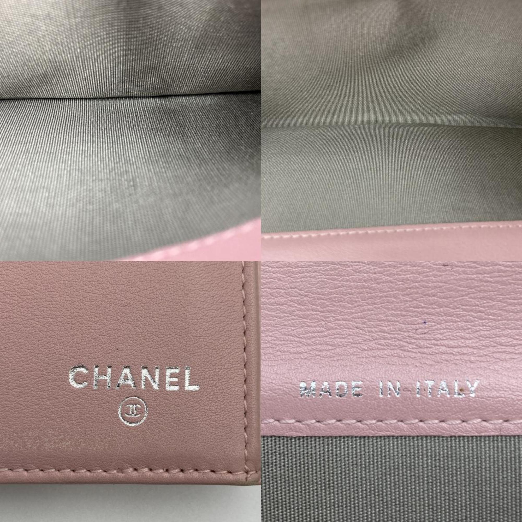 CHANEL Cocomark Long Wallet Pink Caviar Skin Ladies Fashion Accessories Brand USED