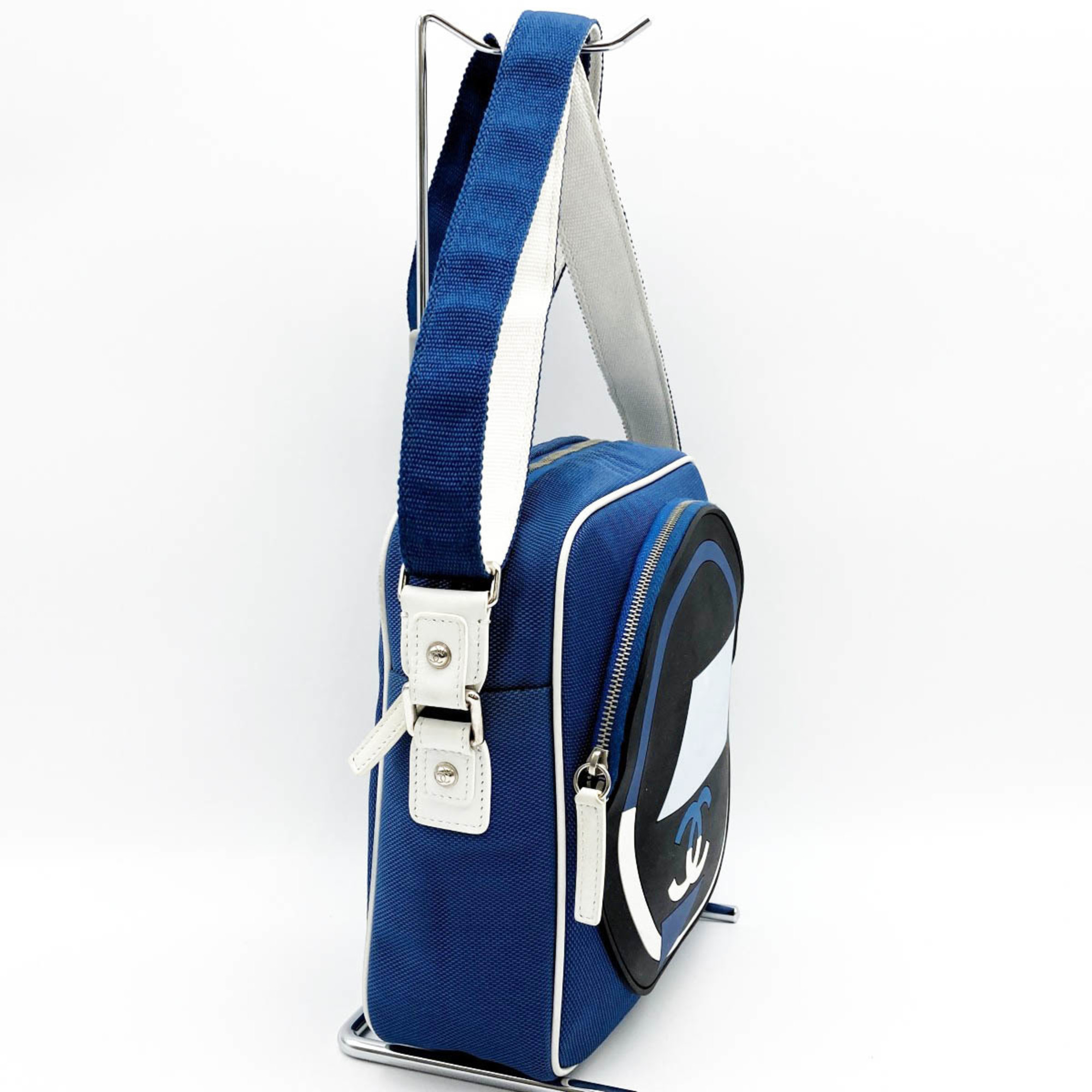 CHANEL Airline Shoulder Bag Coco Mark Crossbody Blue Canvas Women's Men's Fashion USED