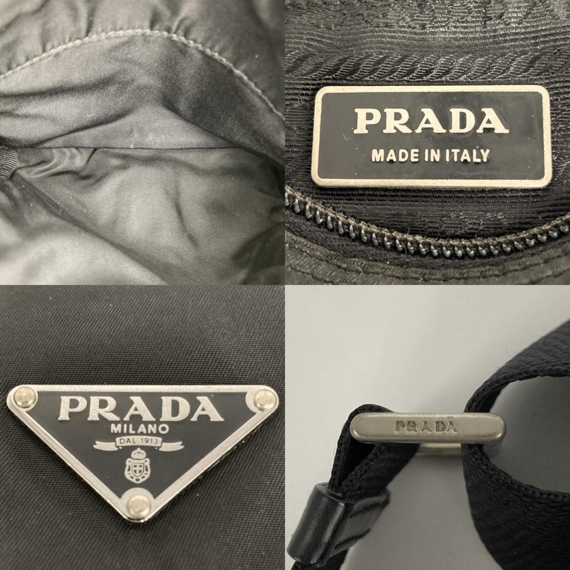PRADA Prada Shoulder Bag Nylon Crossbody Triangle Logo Black Ladies Men's USED