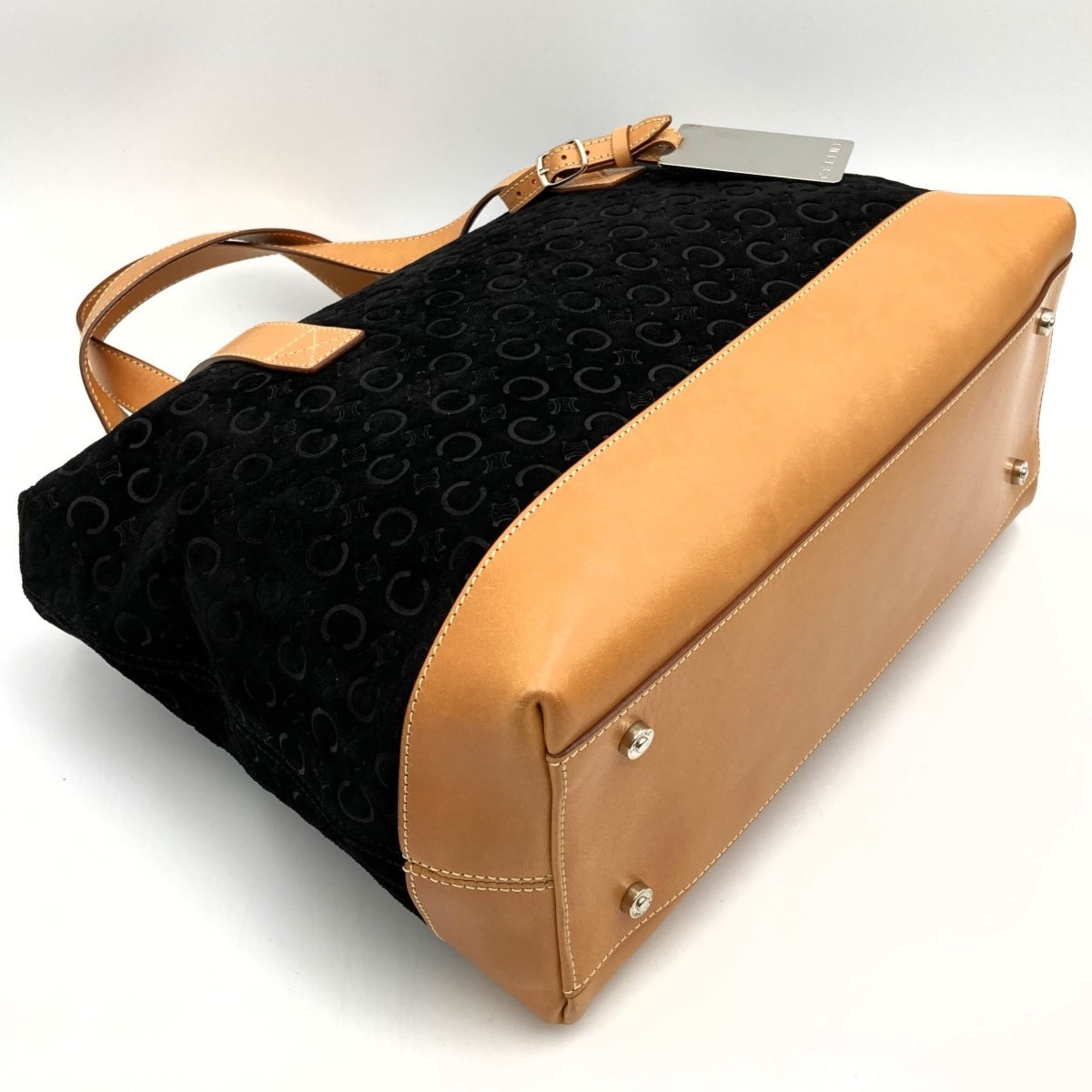 CELINE C macadam tote bag handbag black suede leather ladies fashion MC00 1 USED