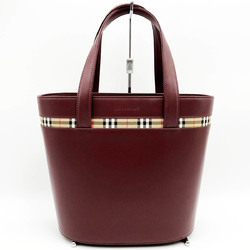 BURBERRY Burberry Handbag Tote Bag Formal Nova Check Bordeaux Red Leather Ladies Fashion USED