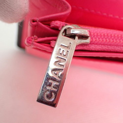 CHANEL Cambon Line Black x Pink Long Wallet