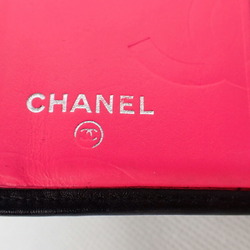 CHANEL Cambon Line Black x Pink Bifold Wallet