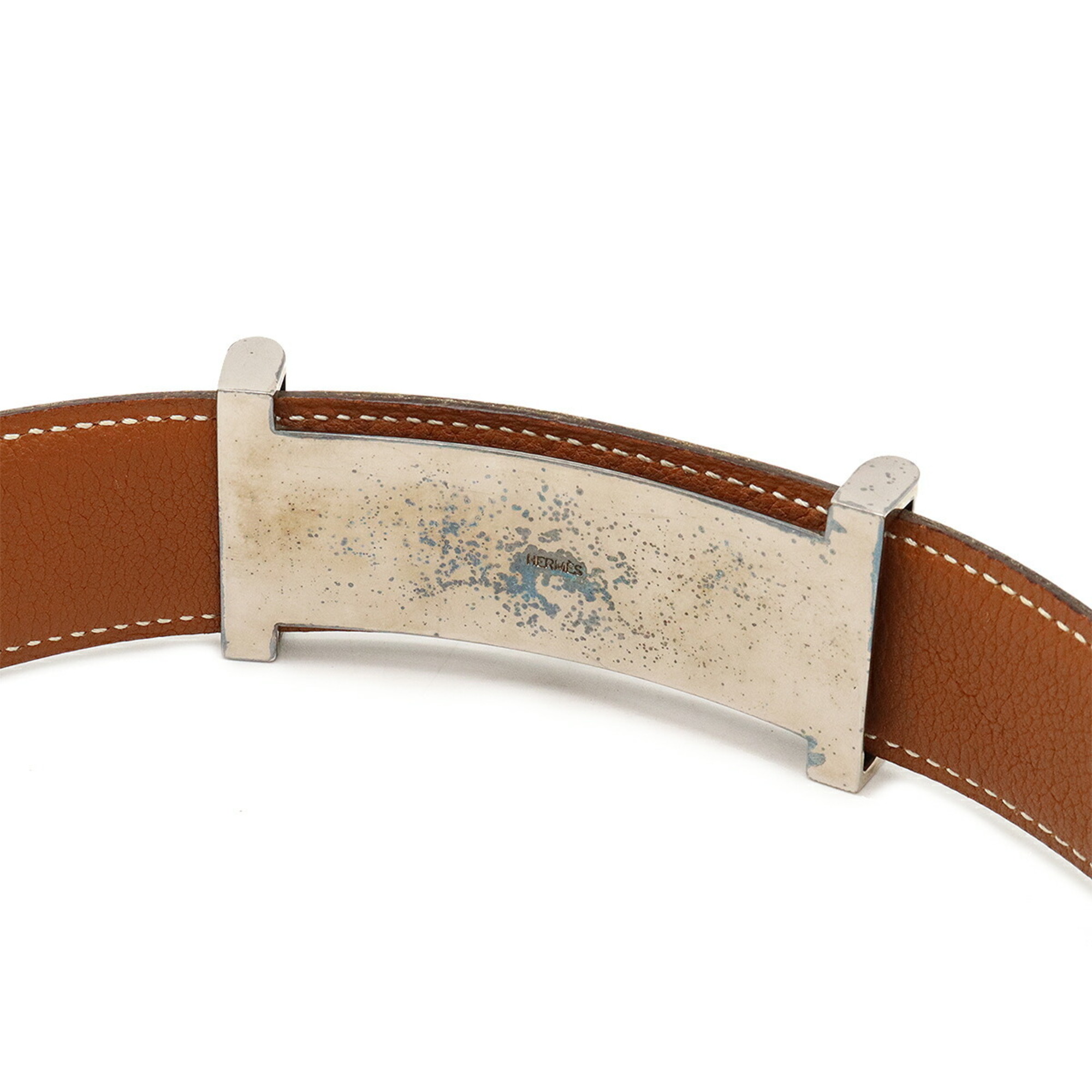 HERMES Reversible belt leather black brown #85 Margiela period □G stamp
