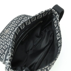 FENDI Zucchino Zucca Pattern Shoulder Bag Canvas Leather Black Gray 8BR320