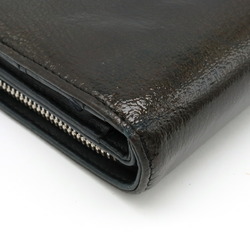 CHANEL Coco Mark Bifold Wallet U-shaped Coated Leather Dark Khaki
