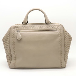 BOTTEGA VENETA Bottega Veneta Intrecciato Handbag Boston Bag Leather Greige