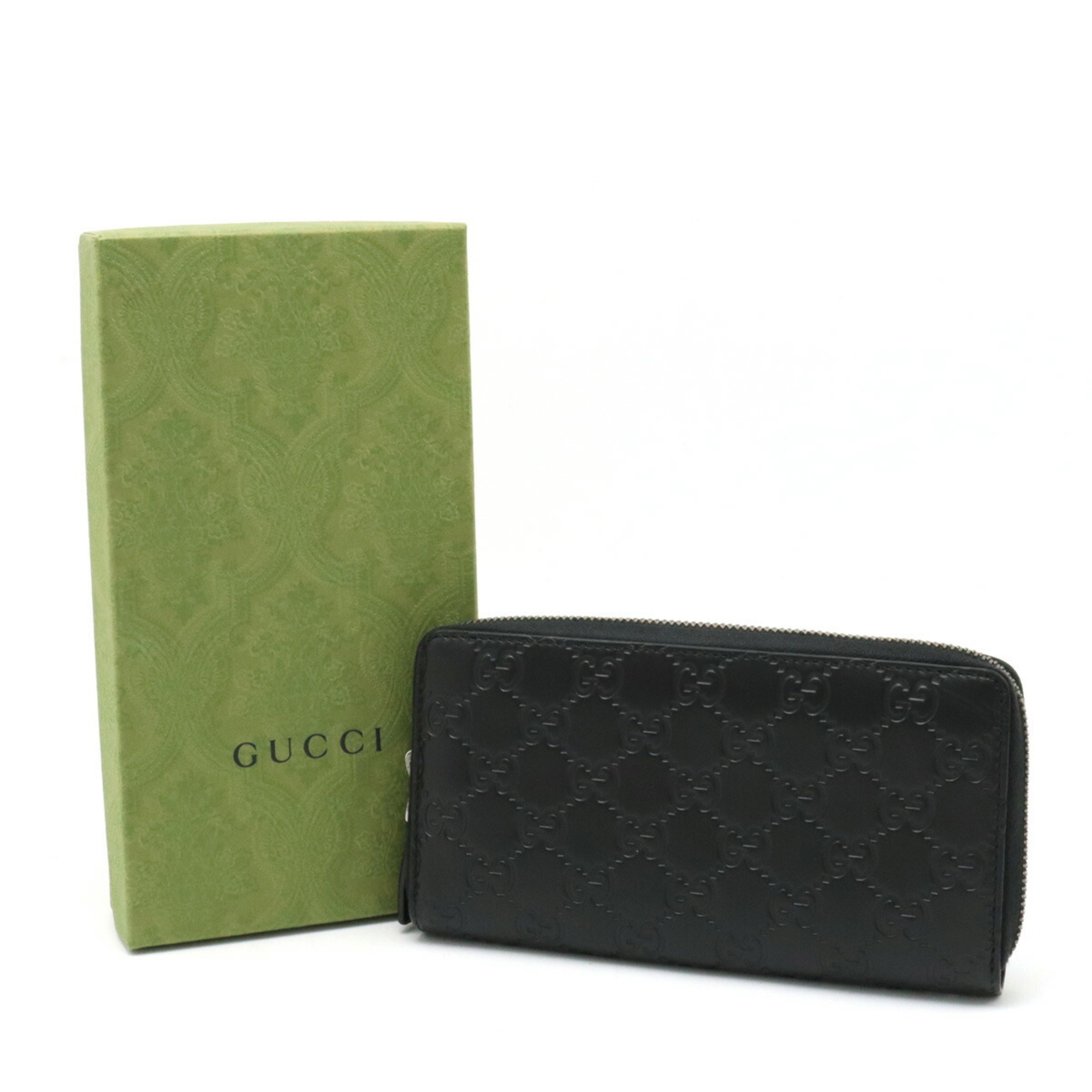 GUCCI Gucci Guccisima Round Long Wallet Leather Black 307987