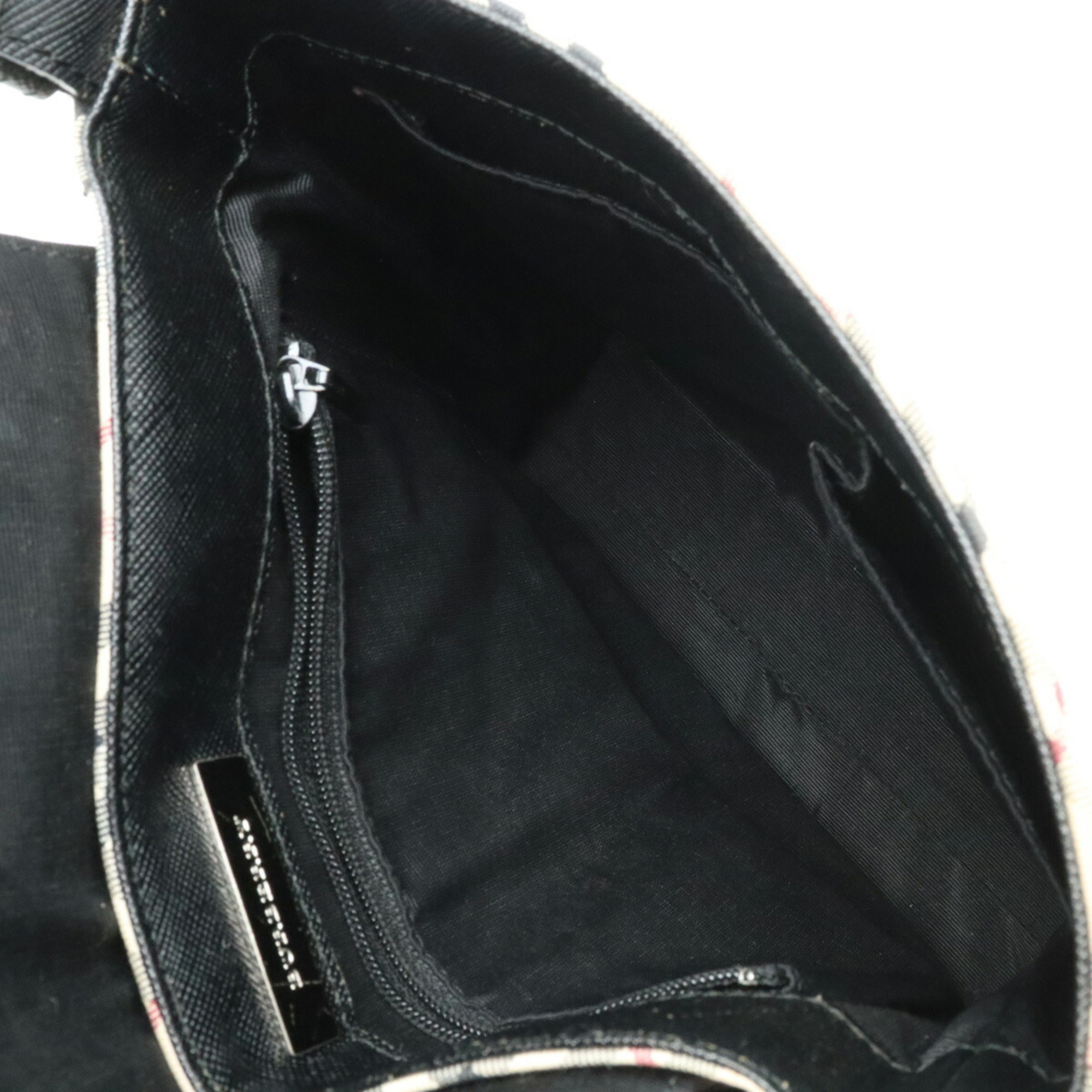 BURBERRY Nova Check Plaid Shoulder Bag PVC Leather Beige Black