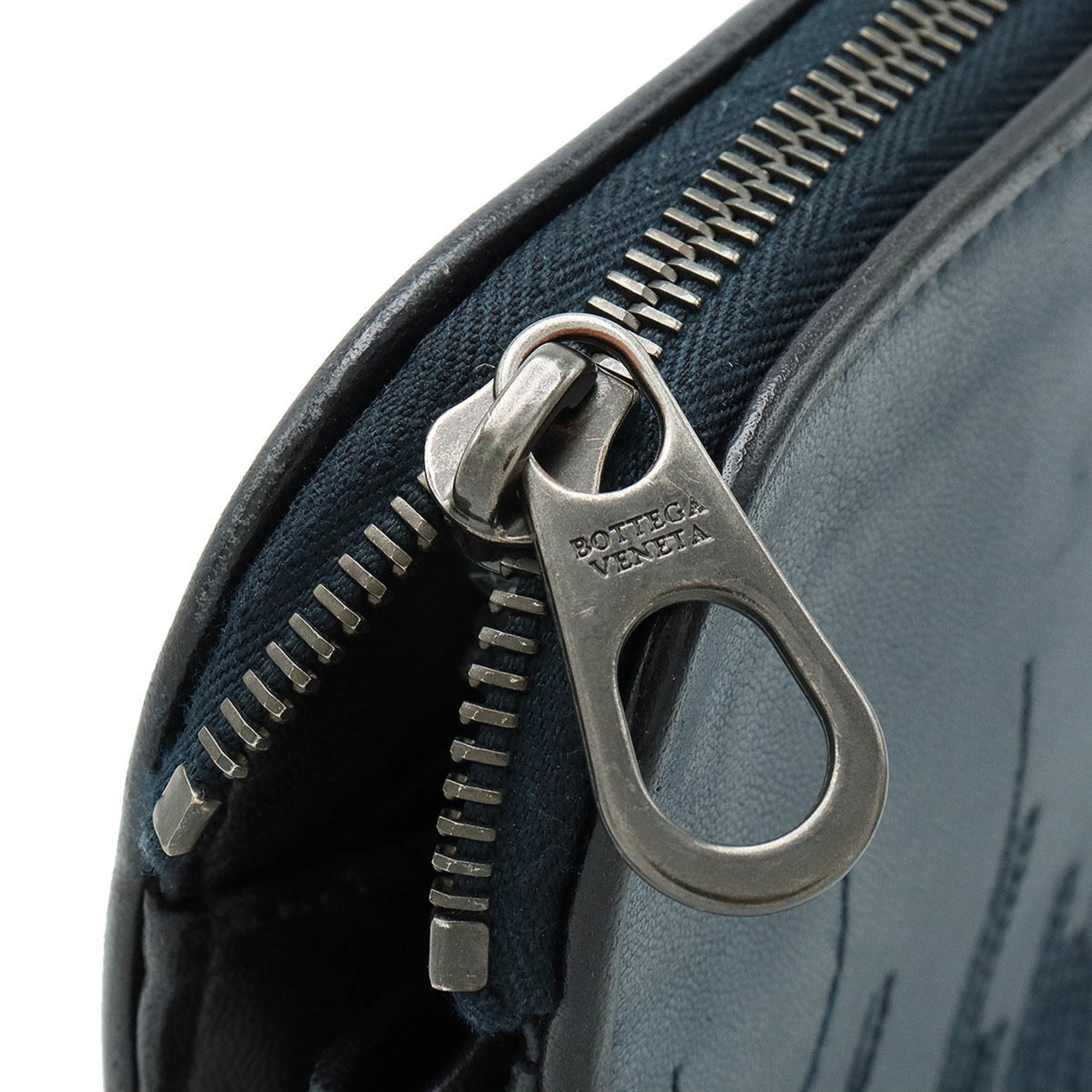 BOTTEGA VENETA Embroidered Intrecciato Clutch Bag Second Embroidery Leather Dark Navy 401315