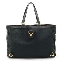 GUCCI Gucci Abbey GG Canvas Tote Bag Shoulder Leather Black 141472