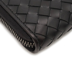 BOTTEGA VENETA Bottega Veneta Intrecciato Round Long Wallet Calf Leather Black 114076