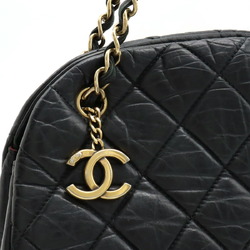 CHANEL Mademoiselle Matelasse Chain Tote Bag Shoulder Leather Black