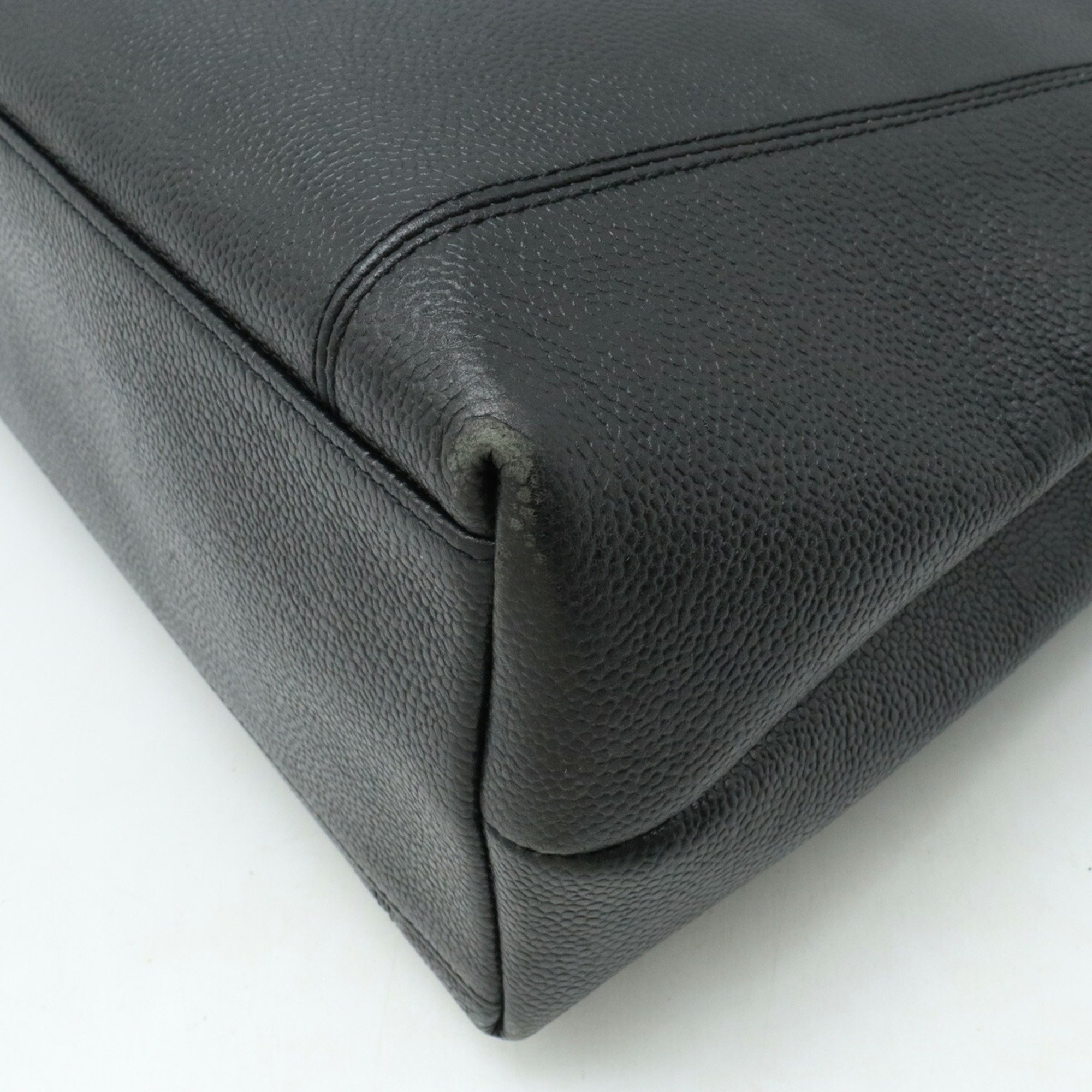 CHANEL Chanel tote bag shoulder caviar skin leather black
