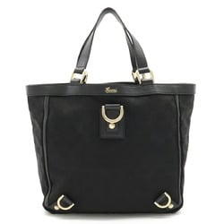 GUCCI Gucci GG Canvas Abbey Line Tote Bag Handbag Leather Black 130739
