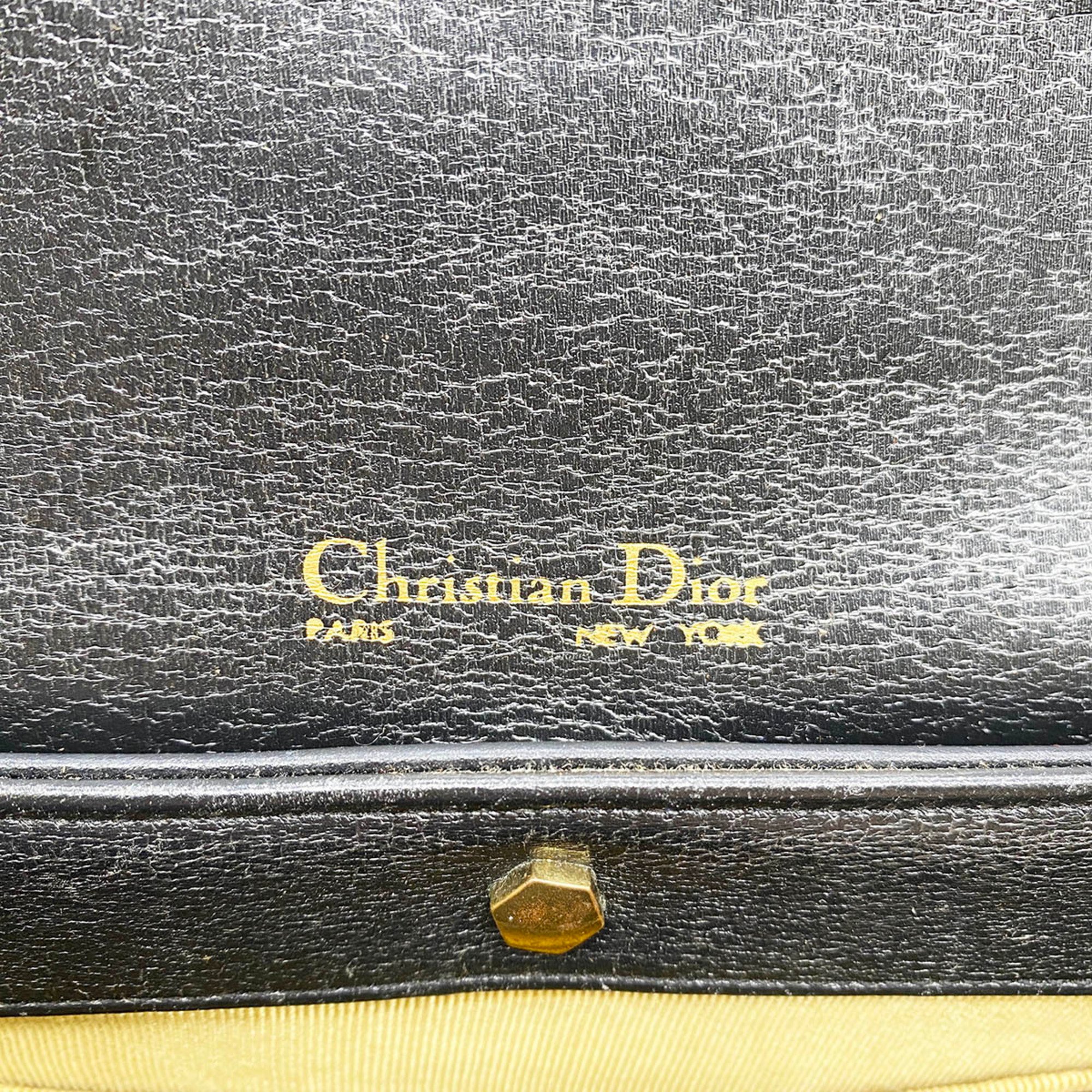Christian Dior Trotter Handbag Handheld Bag Black Leather Ladies Fashion USED