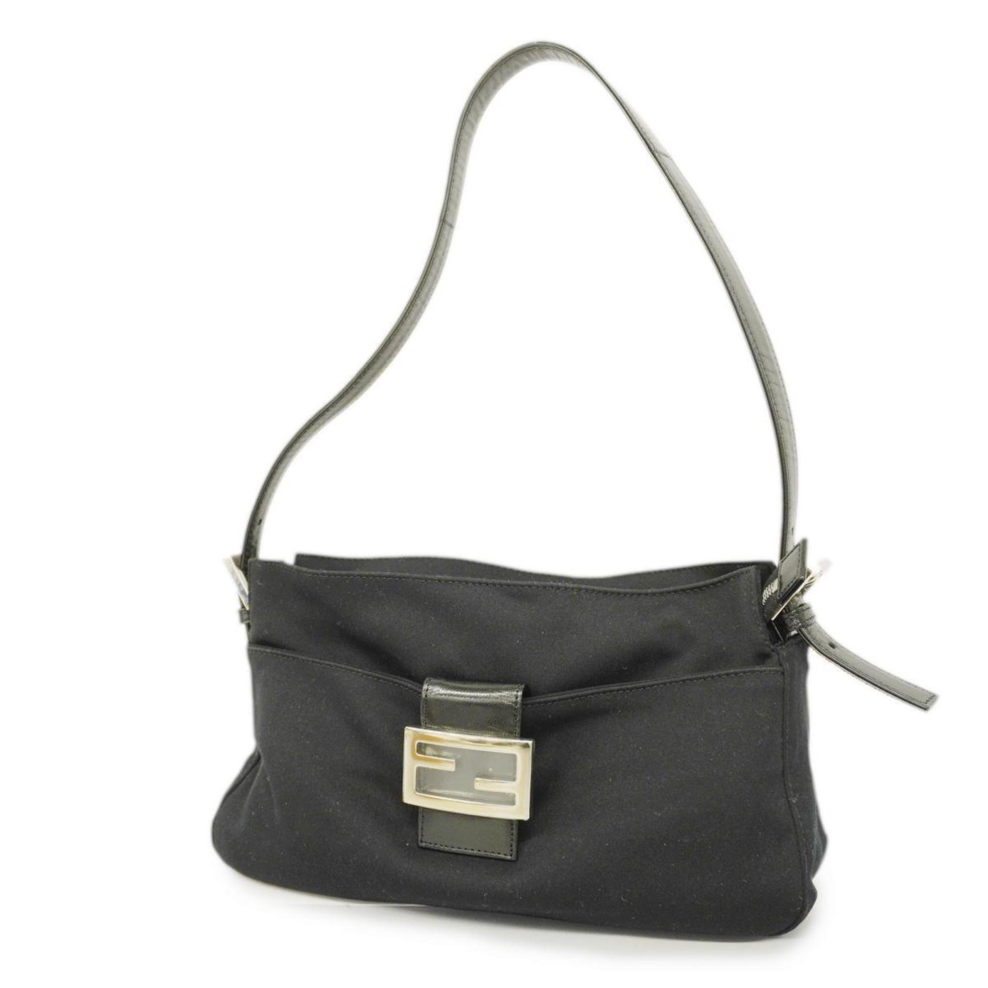 Fendi shoulder bag nylon black silver hardware ladies | eLADY