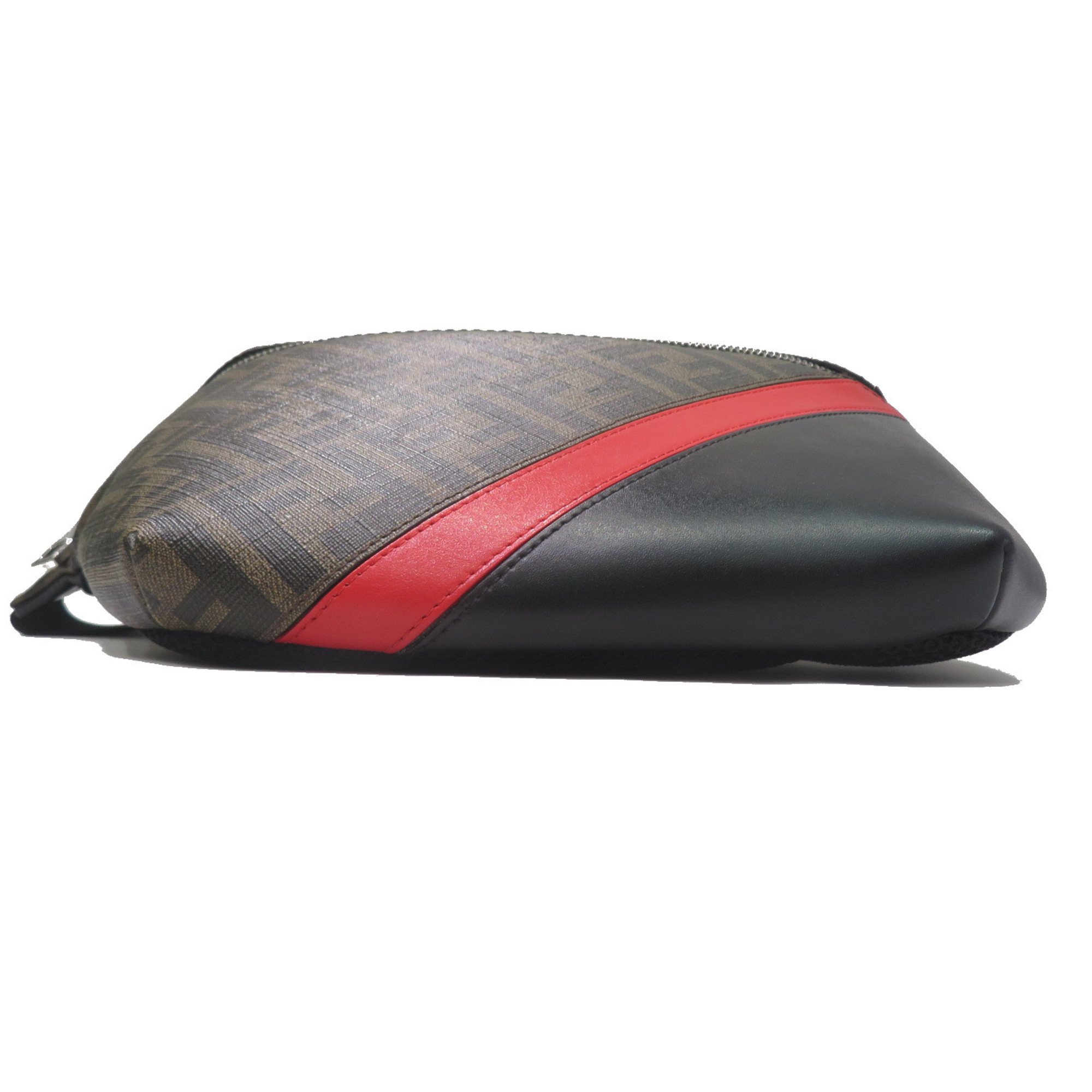 FENDI FF Motif Brown Fabric Belt Bag 7V34 A9XS F19P9 Body Waist Black Red Calf Leather Women Men