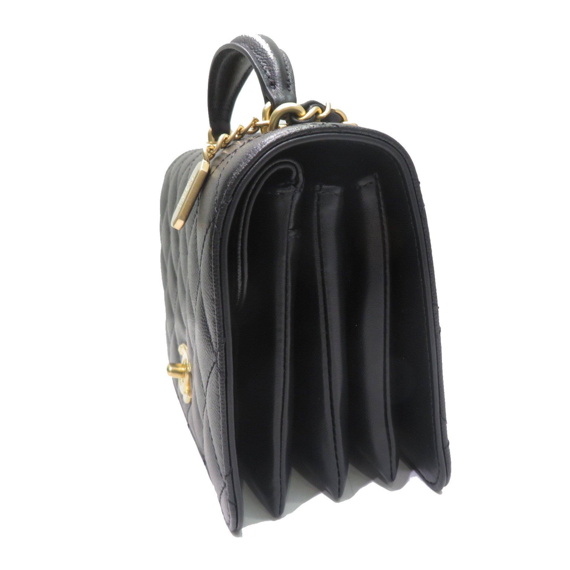 CHANEL Small Flap Bag AS4286B Handbag Shoulder Black/G Hardware Glendo Calfskin & Lambskin Women's