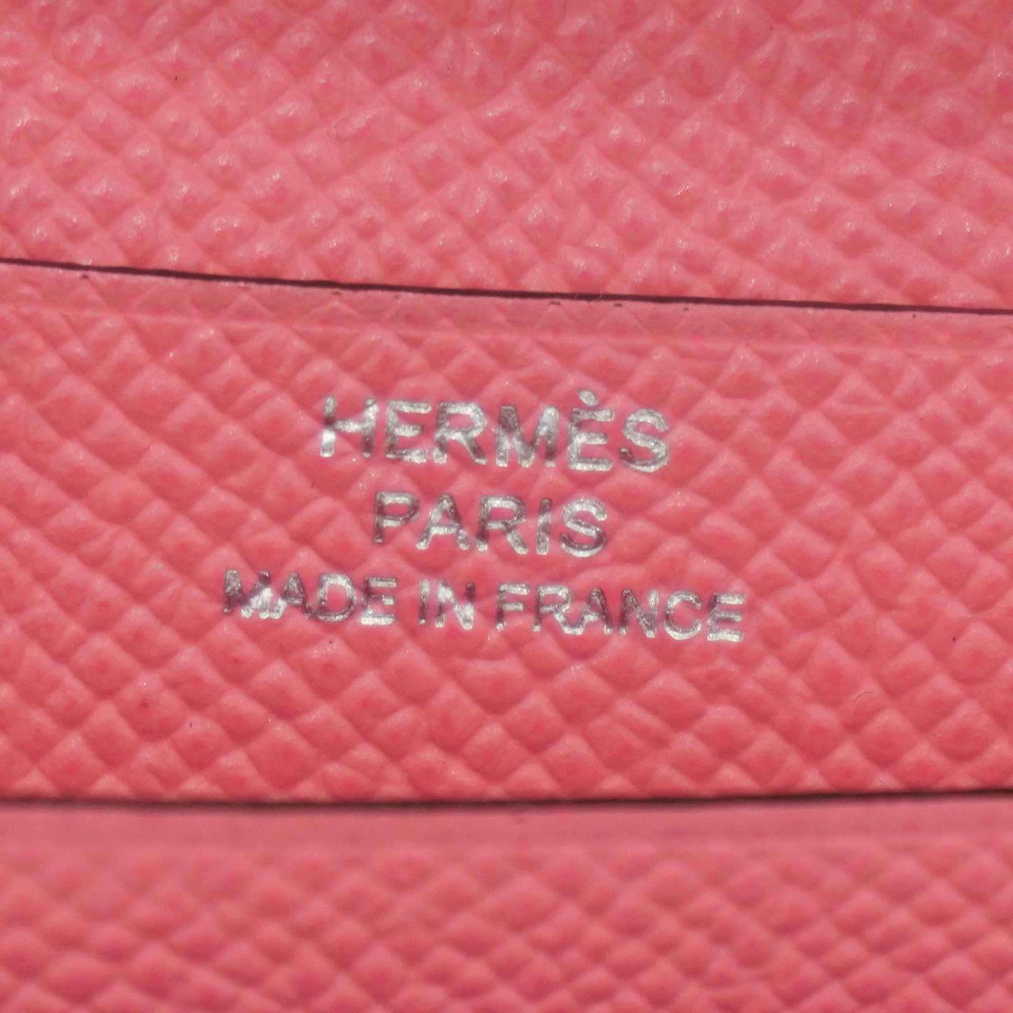 HERMES Bear Soufflé Wallet Long Rose Azalea SV Hardware Epson C Engraved Men's Women's