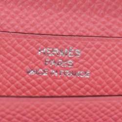 HERMES Bear Soufflé Wallet Long Rose Azalea SV Hardware Epson C Engraved Men's Women's