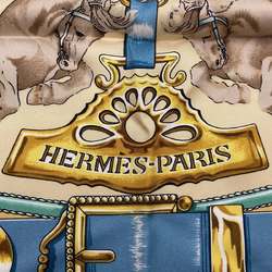 HERMES Carre 90 CHEVAIIX DE TRAIT Muffler/Scarf Multicolor Silk Ladies Fashion Accessory Item USED