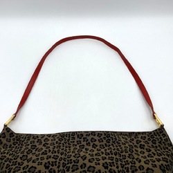 FENDI shoulder bag leopard print all over pattern brown red canvas ladies men USED