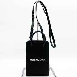 BALENCIAGA Shoulder Bag Mini Crossbody Logo Black Leather Ladies Men's Fashion USED