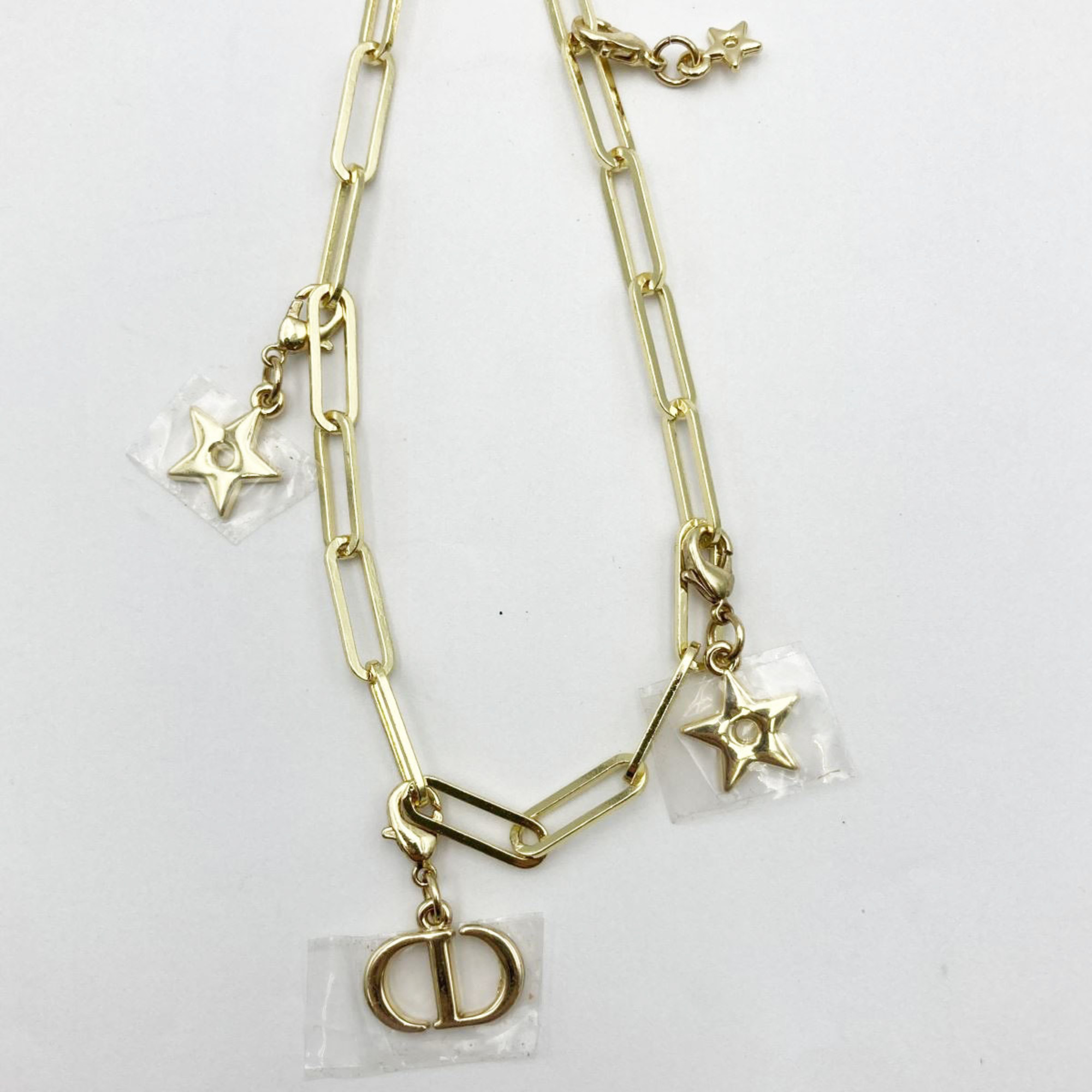 Christian Dior Dior Strap CD Logo Star Motif Charm Accessory Gold Ladies Fashion USED